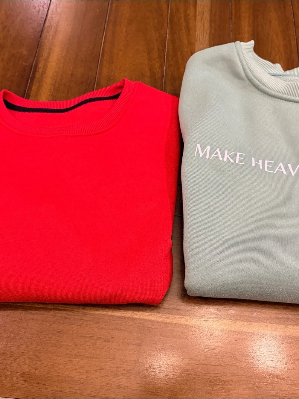 SHEIN Crewneck Sweatshirt Bundle Lot Size M Red & Make Heaven Crowded Green